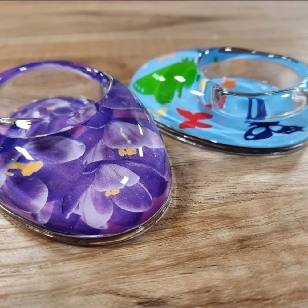 🩵NIB Partylite Purple & Blue Spring Glass Egg Tealight Pair - Picture 5 of 5